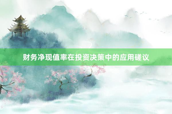 财务净现值率在投资决策中的应用磋议