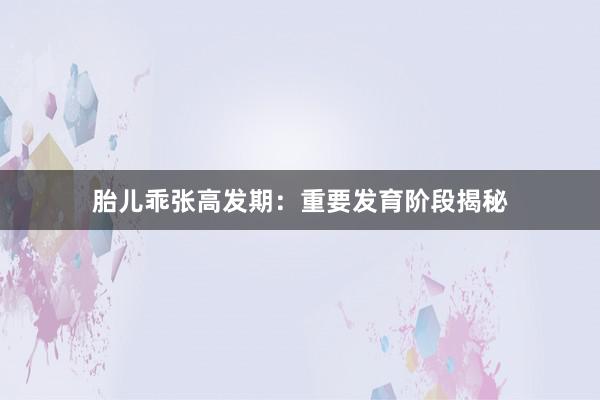 胎儿乖张高发期：重要发育阶段揭秘